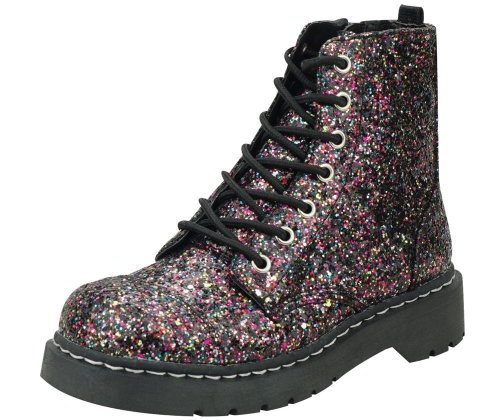vegan combat boots glitter